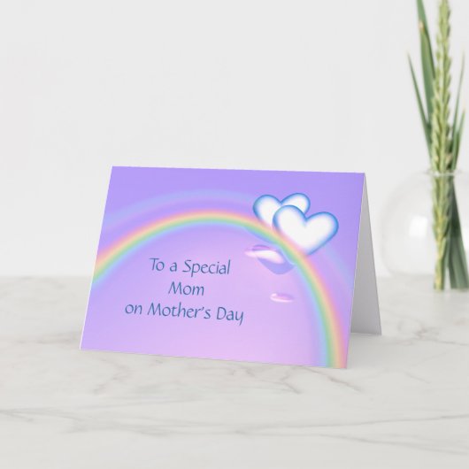 Moederdag Hartjes op Regenboog Kaart (Voorkant)