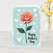 Moederdag Hartjeskaart met Perzikroos Kaart (Gele Bloem)