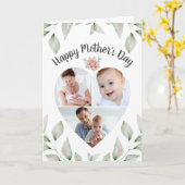 Moederdag hartvormige foto collage groen kaart (Gele Bloem)