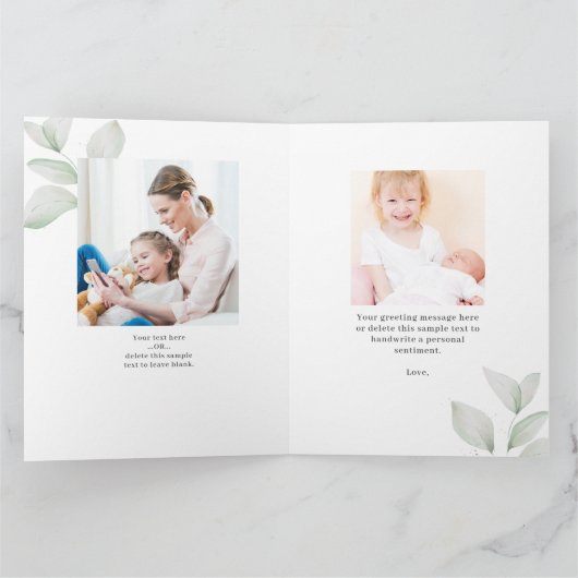 Moederdag Heart Collage Floral Greenery Kaart (Binnen)