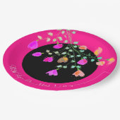 Moederdag Helder Roze Papier Gebloemde Borden Papieren Bordje (Gekanteld)