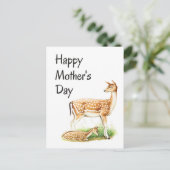 Moederdag,  herten mama en Baby Briefkaart (Staand voorkant)