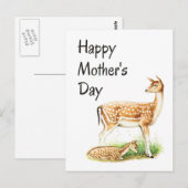 Moederdag,  herten mama en Baby Briefkaart (Voorkant / Achterkant)