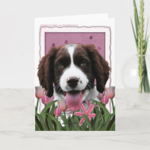 Moederdag - het Roze Spaniel van de Aanzetsteen Kaart