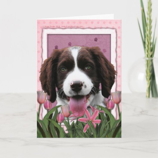 Moederdag - het Roze Spaniel van de Aanzetsteen Kaart (Voorkant)