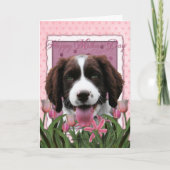 Moederdag - het Roze Spaniel van de Aanzetsteen Kaart (Voorkant)