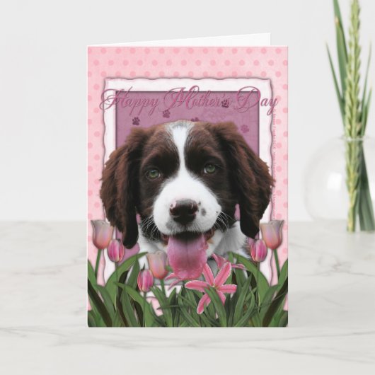 Moederdag - het Roze Spaniel van de Aanzetsteen Kaart (Voorkant)