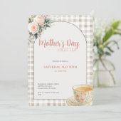 Moederdag High Tea Uitnodiging Bloemrijke Theepart (Staand voorkant)