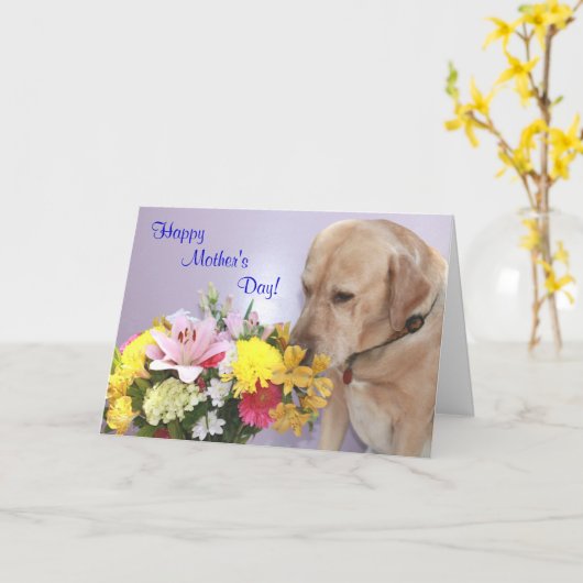 Moederdag/hond/laboratoriumliefhebber Kaart (Gele Bloem)