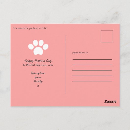 moederdag hond mam foto briefkaart (Achterkant)