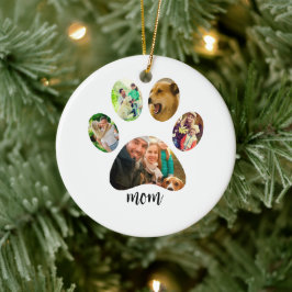 Moederdag Hond mama | 5 Pootafdruk Foto Collage Keramisch Ornament