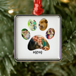 Moederdag Hond mama | 5 Pootafdruk Foto Collage Metalen Ornament
