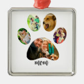 Moederdag Hond mama | 5 Pootafdruk Foto Collage Metalen Ornament (Voorkant)