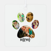 Moederdag Hond mama | 5 Pootafdruk Foto Collage Metalen Ornament (Achterkant)