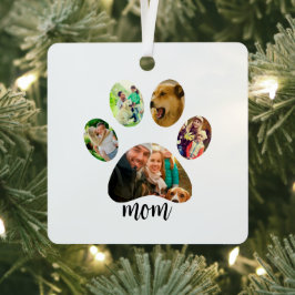 Moederdag Hond mama | 5 Pootafdruk Foto Collage Metalen Ornament