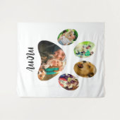 Moederdag Hond Moeder | 5 Pootafdruk Foto Collage Wandkleed (Voorkant (horizontaal))