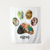Moederdag Hond Moeder | 5 Pootafdruk Foto Collage Wandkleed (Voorkant)