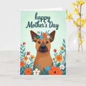 Moederdag Hond Portretkaart Kaart (Gele Bloem)