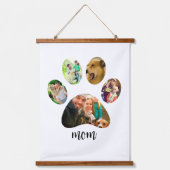 Moederdag Hondenmoeder | 5 Paw Print Fotocollage Hangend Wandkleed (Voorkant)