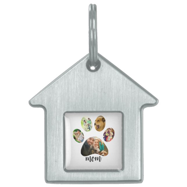 Moederdag Hondenmoeder | 5 Paw Print Fotocollage Huisdieren Naamplaatje (Voorkant)