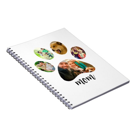 Moederdag Hondenmoeder | 5 Paw Print Fotocollage Notitieboek (Rechterzijde)