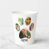 Moederdag Hondenmoeder | 5 Paw Print Fotocollage Papieren Bekers (Achterkant)