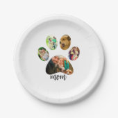 Moederdag Hondenmoeder | 5 Paw Print Fotocollage Papieren Bordje (Voorkant)