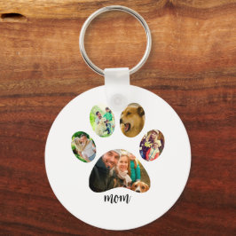 Moederdag Hondenmoeder | 5 Paw Print Fotocollage Sleutelhanger