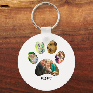 Moederdag Hondenmoeder   5 Paw Print Fotocollage Sleutelhanger