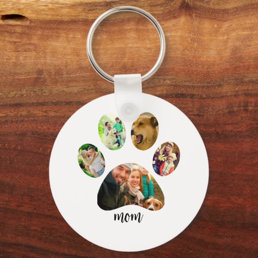 Moederdag Hondenmoeder | 5 Paw Print Fotocollage Sleutelhanger (Achterkant)