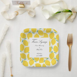 Moederdag Hoofdpers Lemon Citrus Baby Shower Papieren Bordje