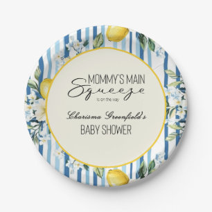 Moederdag Hoofdtang Lemon Blauwe Jongens Baby Show Papieren Bordje