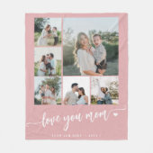 Moederdag hou van je moeder foto collage roze fleece deken (Voorkant)