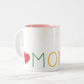 moederdag houdt van je moeder rode hartkleurige te tweekleurige koffiemok (Voorkant links)