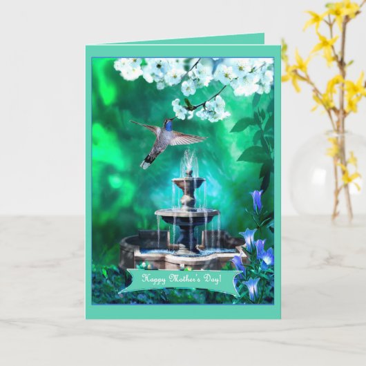 Moederdag Hummingbird in Sacred Garden Kaart (Gele Bloem)