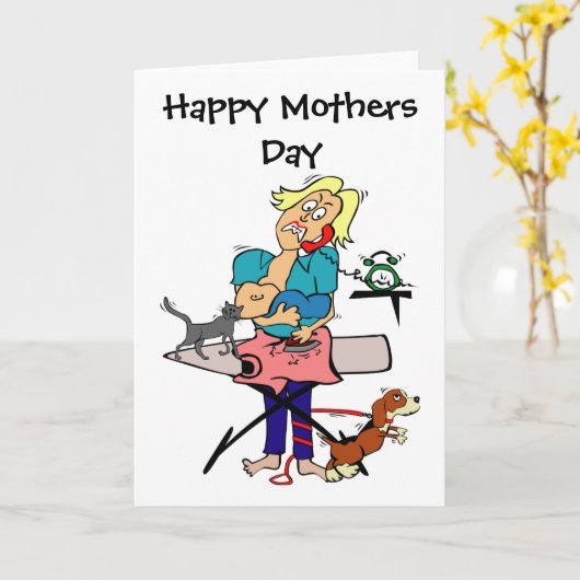 Moederdag humoristisch kaart (Gele Bloem)