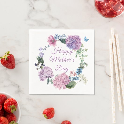 Moederdag Hydrangea Elegant Bloemen | FEESTDAGEN Servet (Insitu)