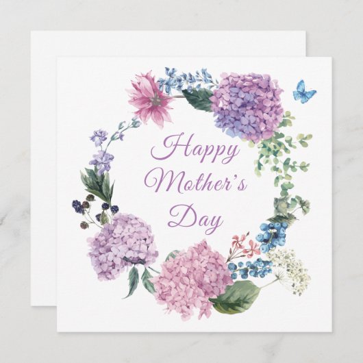 Moederdag Hydrangea Elegant Floral Feestdagenkaart (Voorkant / Achterkant)