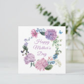 Moederdag Hydrangea Elegant Floral Feestdagenkaart (Staand voorkant)