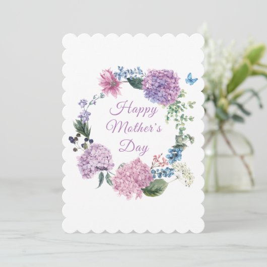 Moederdag Hydrangea Elegant Floral Feestdagenkaart (Staand voorkant)