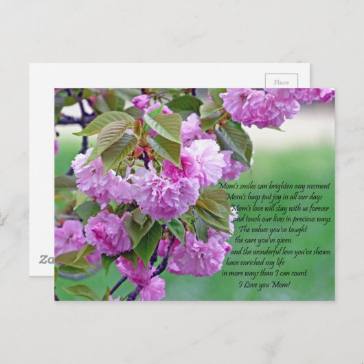 Moederdag-ik hou van je briefkaart (Voorkant / Achterkant)