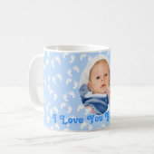 Moederdag "Ik hou van je oma" Blauw en Wit Koffiemok (Voorkant links)