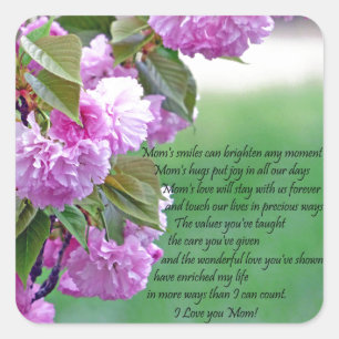 Moederdag-ik hou van je vierkante sticker