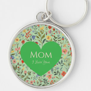 Moederdag,,Ik Hou van Jou,Bloemen Patroon,Liefde H Sleutelhanger