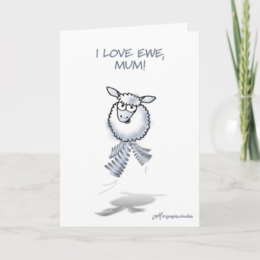 Moederdag: "Ik hou van schapen, mama! Kaart (Voorkant)