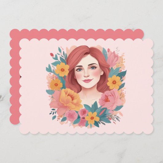 Moederdag Illustrator Feestdagenkaart (Voorkant / Achterkant)