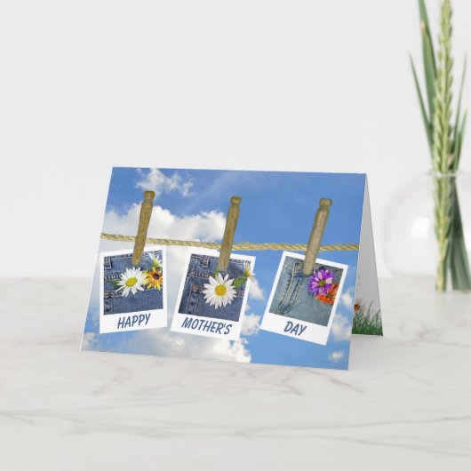 Moederdag in blauwhelm kaart (Voorkant)