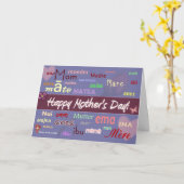 Moederdag - in elke taal - Kaart (Gele Bloem)