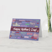 Moederdag - in elke taal - Kaart (Voorkant)