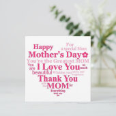 Moederdag in hartvorm feestdagenkaart (Staand voorkant)